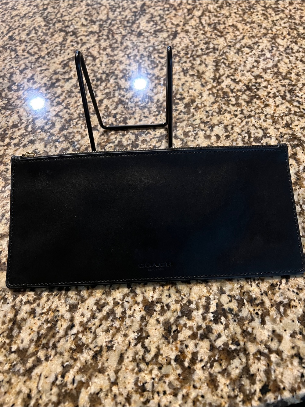 Coach Black Leather  long Zip pouch with Gold Hardware  EUC